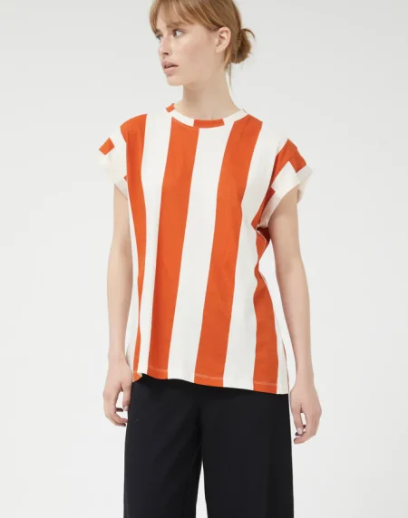 CAMISETA RAYAS MARRÓN Y BEIGE