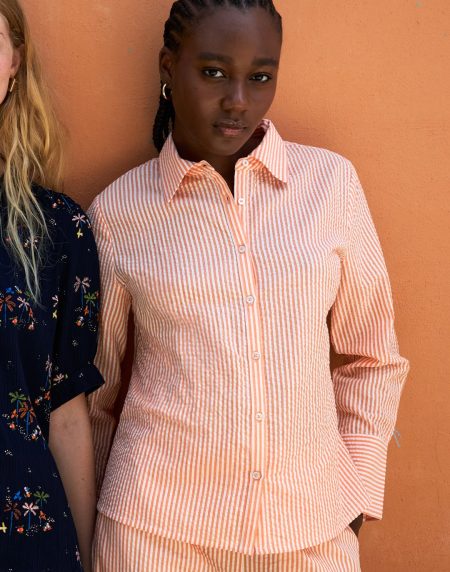 Camisa de manga larga de rayas color naranja de MdM