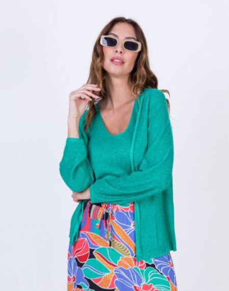 Cárdigan ESPUMA color verde de la marca Lylu Wear