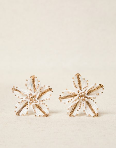 Pendientes flor color blanco