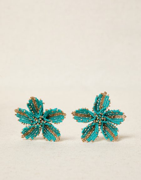 Pendientes flor color turquesa