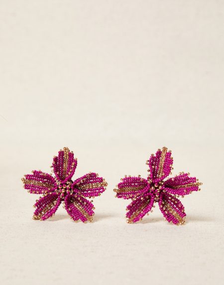 Pendientes flor color buganvilla