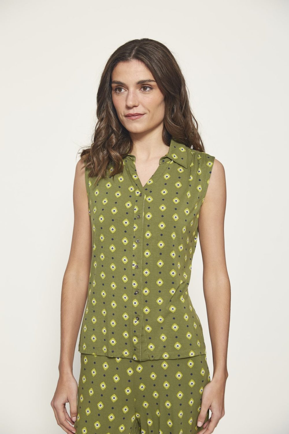 Top camisero estampado de viscosa - Imagen 3