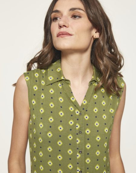 Top camisero estampado de viscosa