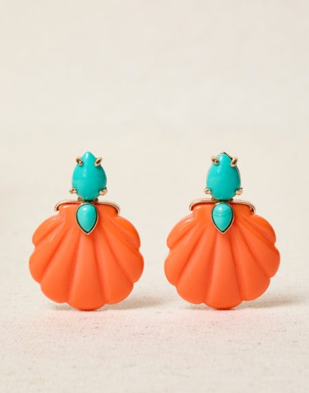 Pendiente Concha color Coral