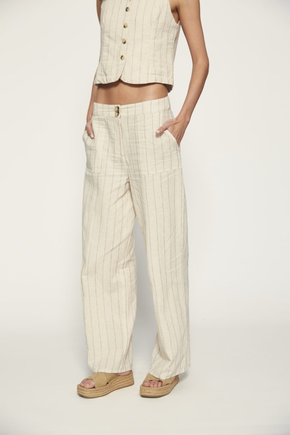 Pantalón lino de rayas de MdM - Imagen 3