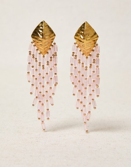 Pendientes cascada resinas color rosa