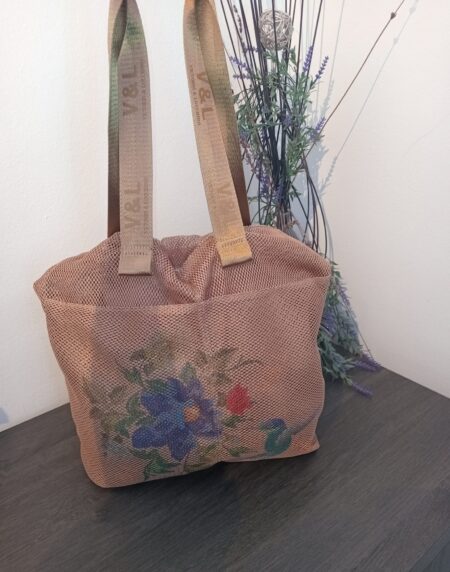 Bolso rejilla dos asas color camel