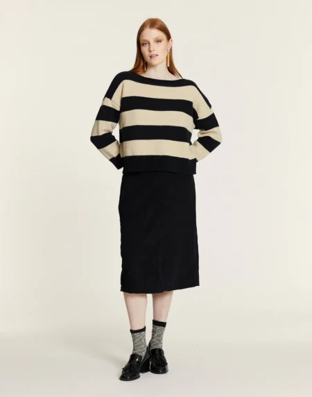 JERSEY DE RAYAS NEGRO Y CREMA