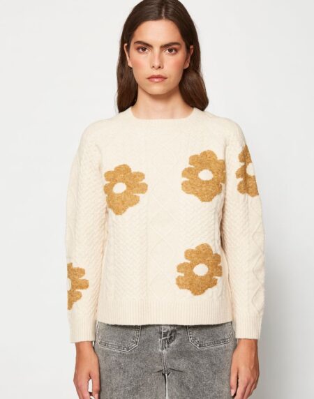 JERSEY DE PUNTO FLORES BEIGE