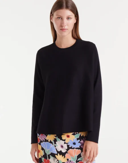 Jersey de punto evasé negro