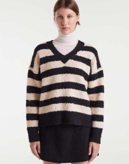 JERSEY DE PUNTO CON TEXTURA RAYAS BLANCO Y NEGRO