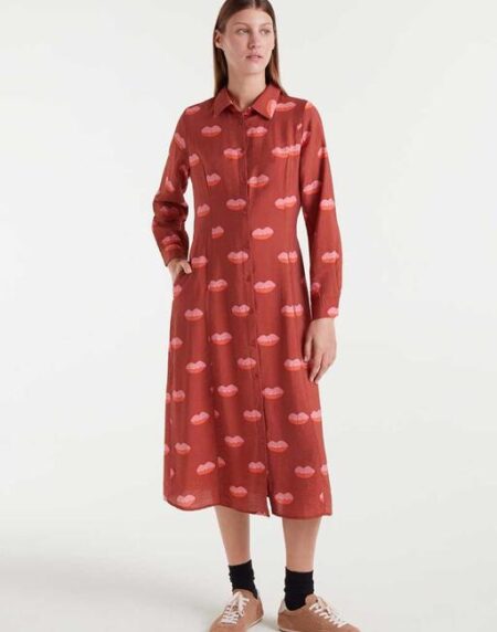 Vestido midi estampado lips