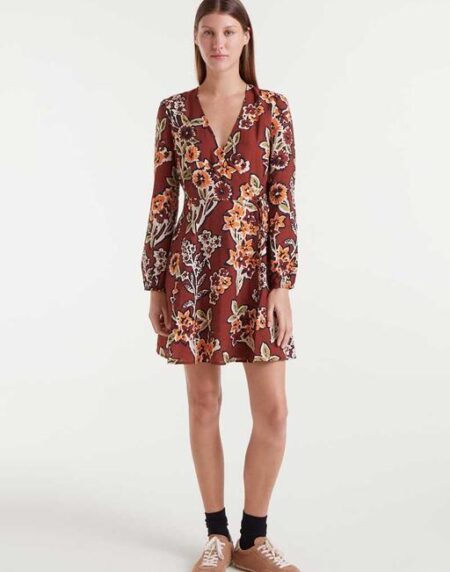 Vestido corto crepé ligero con estampado Daisy