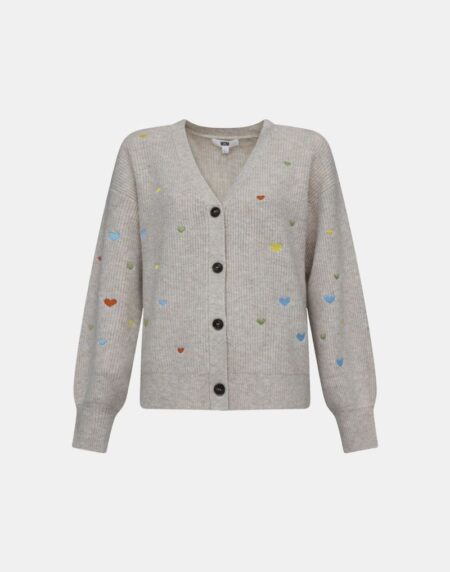 CHAQUETA DE PUNTO BORDADO DE CORAZONES