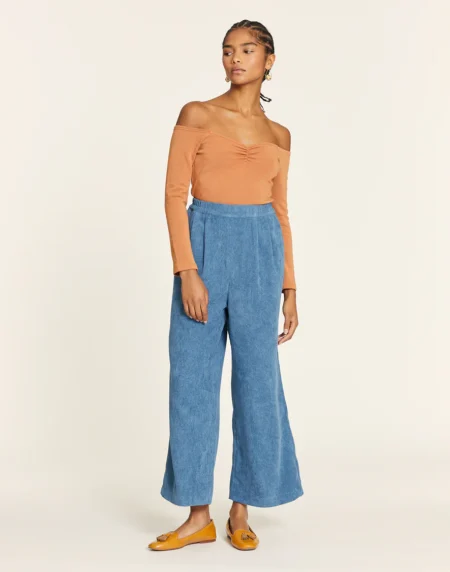 PANTALON DE PANA SIN CIERRE AZUL