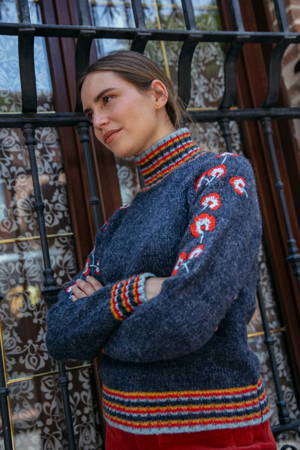 Jersey cuello alto con bordados - Imagen 3
