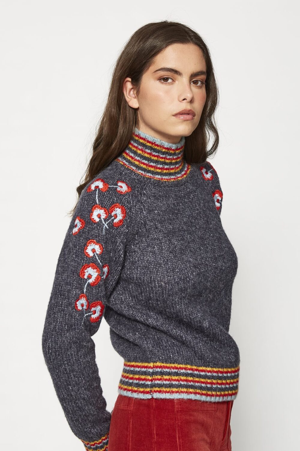 Jersey cuello alto con bordados - Imagen 2