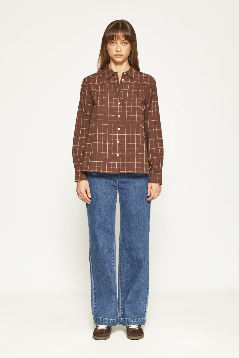 Blusa de Mdm cuadros marrón