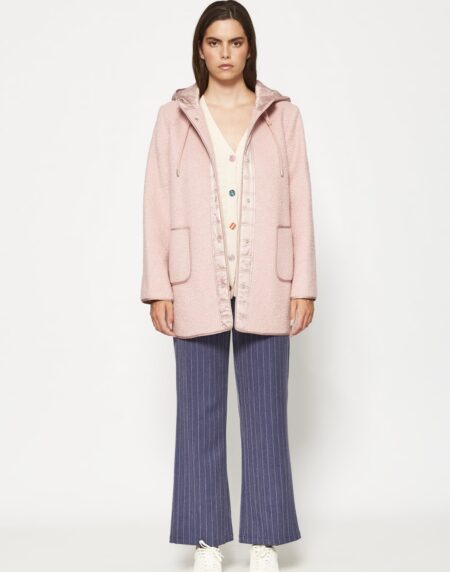 Chaqueta corta combinada de rizo y nylon