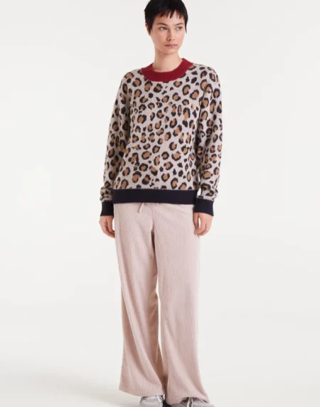 Jersey jacquard con estampado Mini Leopard