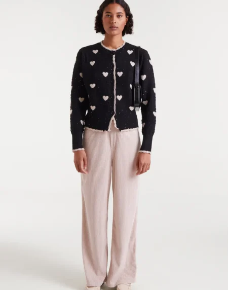 Cárdigan jacquard con estampado White Hearts
