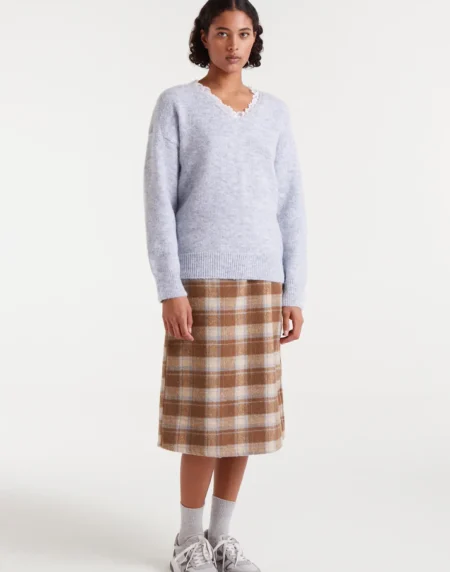 Jersey punto fino encaje gris