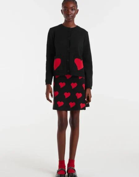 Falda corta jacquard con estampado Heart Attack Small