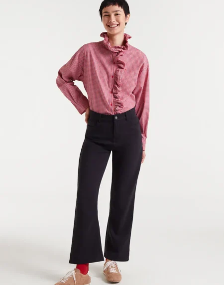 Camisa 100% algodón estampado cuadro vichy rojo