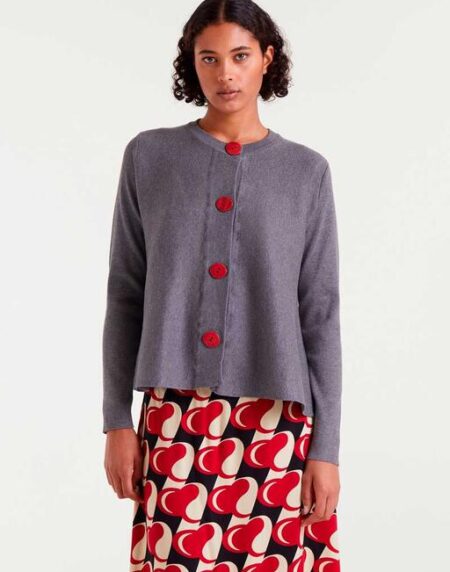 Chaqueta de punto evasé gris