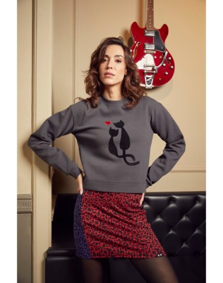 Sudadera ASASE color gris con gato