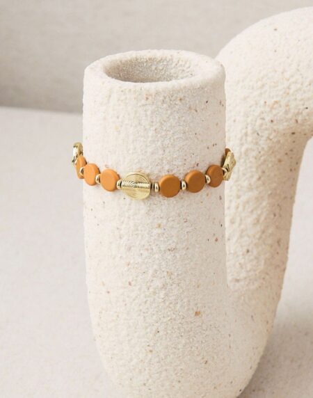 PULSERA CUENTAS RESINA MOSTAZA