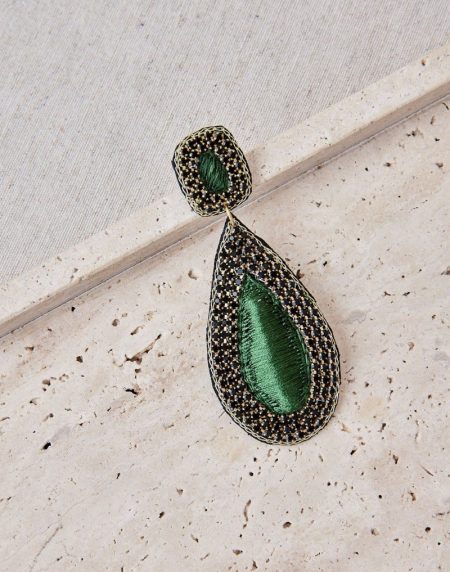 Pendientes Con Hilo Bordado verde