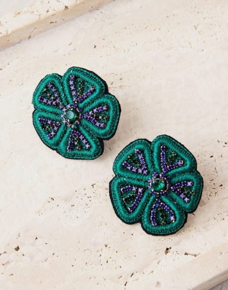 Pendientes Gran Flor con Hilo Bordado