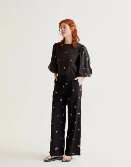 Pantalón con estampado Black Gardener Flowers