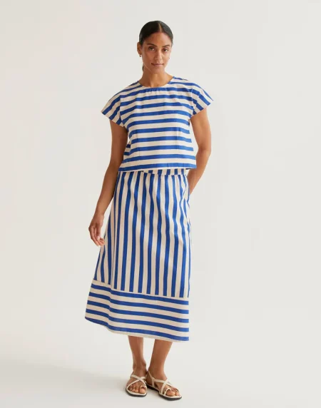 Falda midi con estampado Bamboo Blue