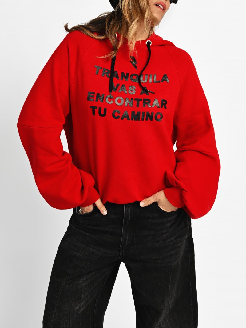 SUDADERA HOODIE "TRANQUILA" ROJA - Imagen 7