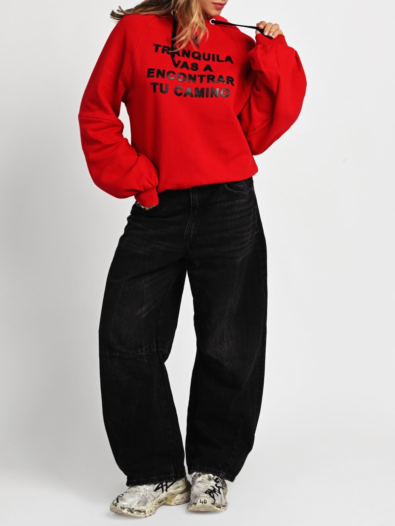 SUDADERA HOODIE "TRANQUILA" ROJA - Imagen 2