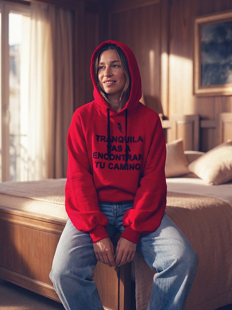 SUDADERA HOODIE "TRANQUILA" ROJA - Imagen 4