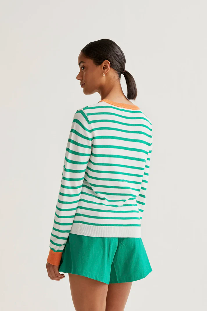 Jersey de punto con estampado de rayas blanco y verde - Imagen 6
