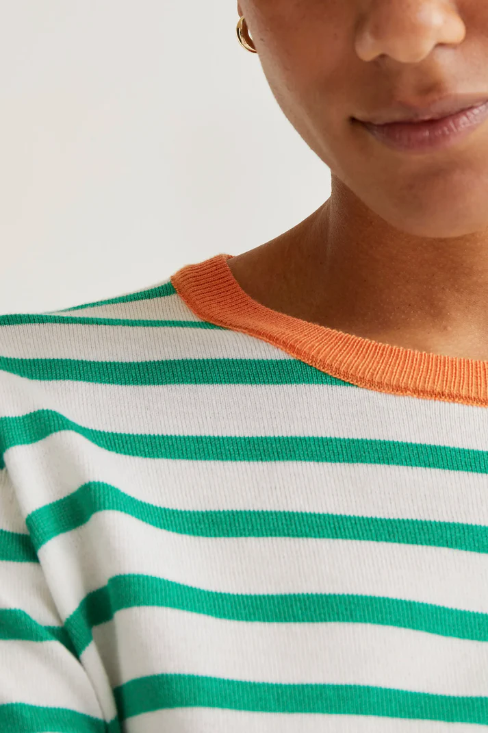 Jersey de punto con estampado de rayas blanco y verde - Imagen 4