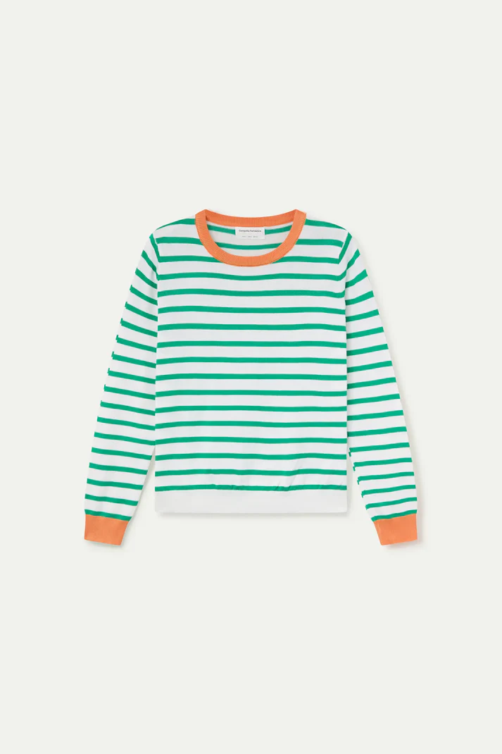 Jersey de punto con estampado de rayas blanco y verde - Imagen 5