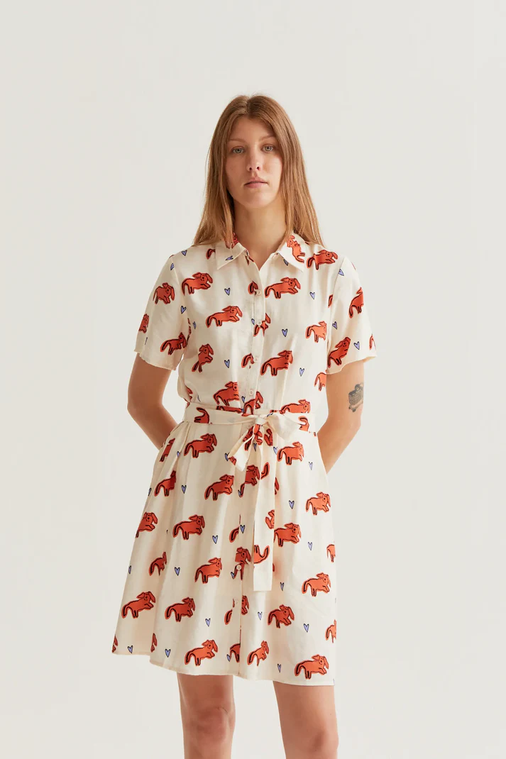Vestido corto con estampado de perritos - Imagen 2