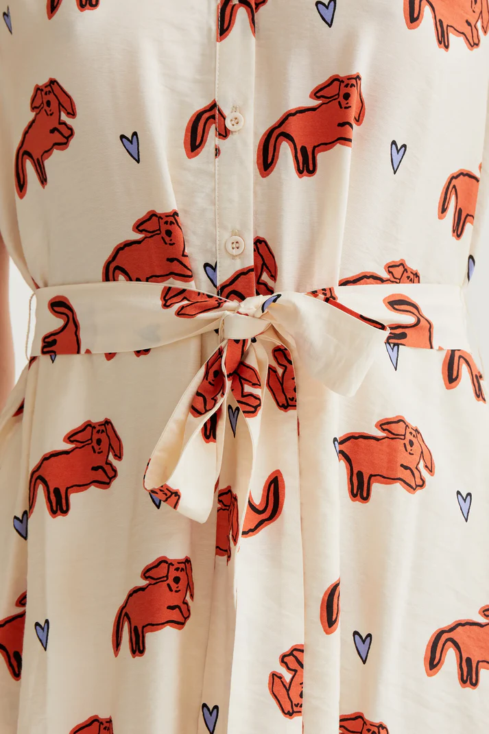 Vestido corto con estampado de perritos - Imagen 4
