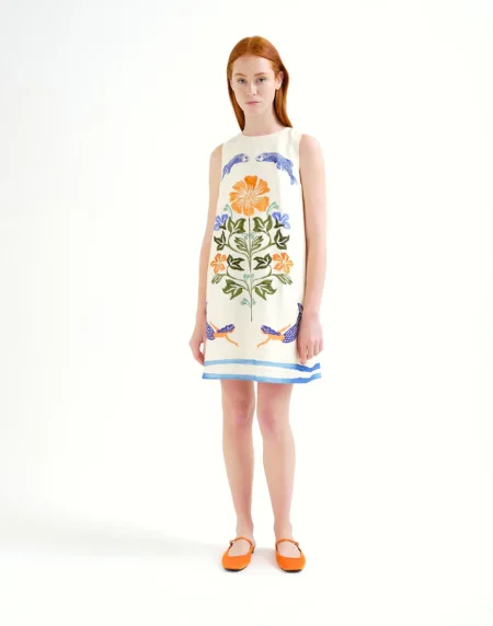 Vestido corto con estampado Palm & Mermaid