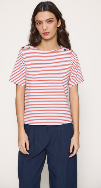 Camiseta rayas horizontales naranjas - Imagen 2