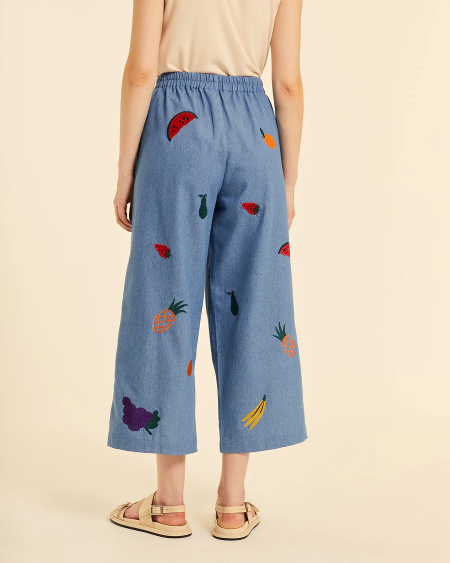 Culote denim con bordados - Imagen 4