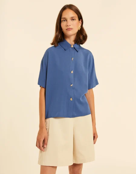 Camisa de manga corta azul