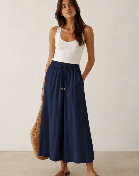 Falda midi azul