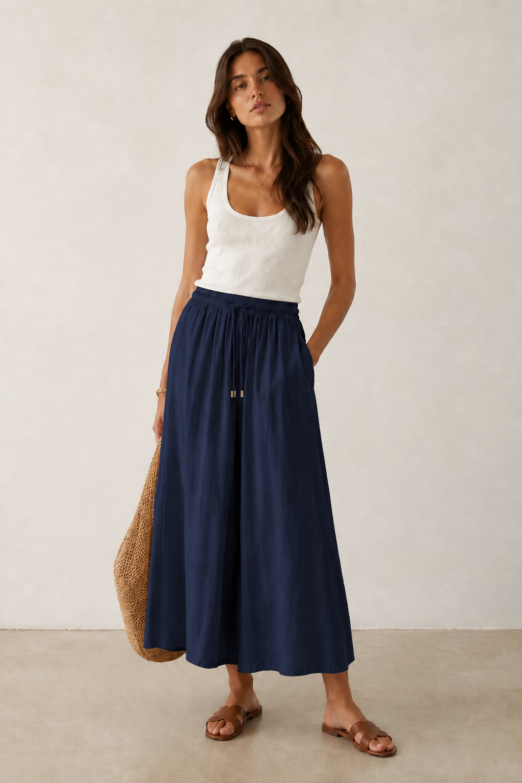 Falda midi azul
